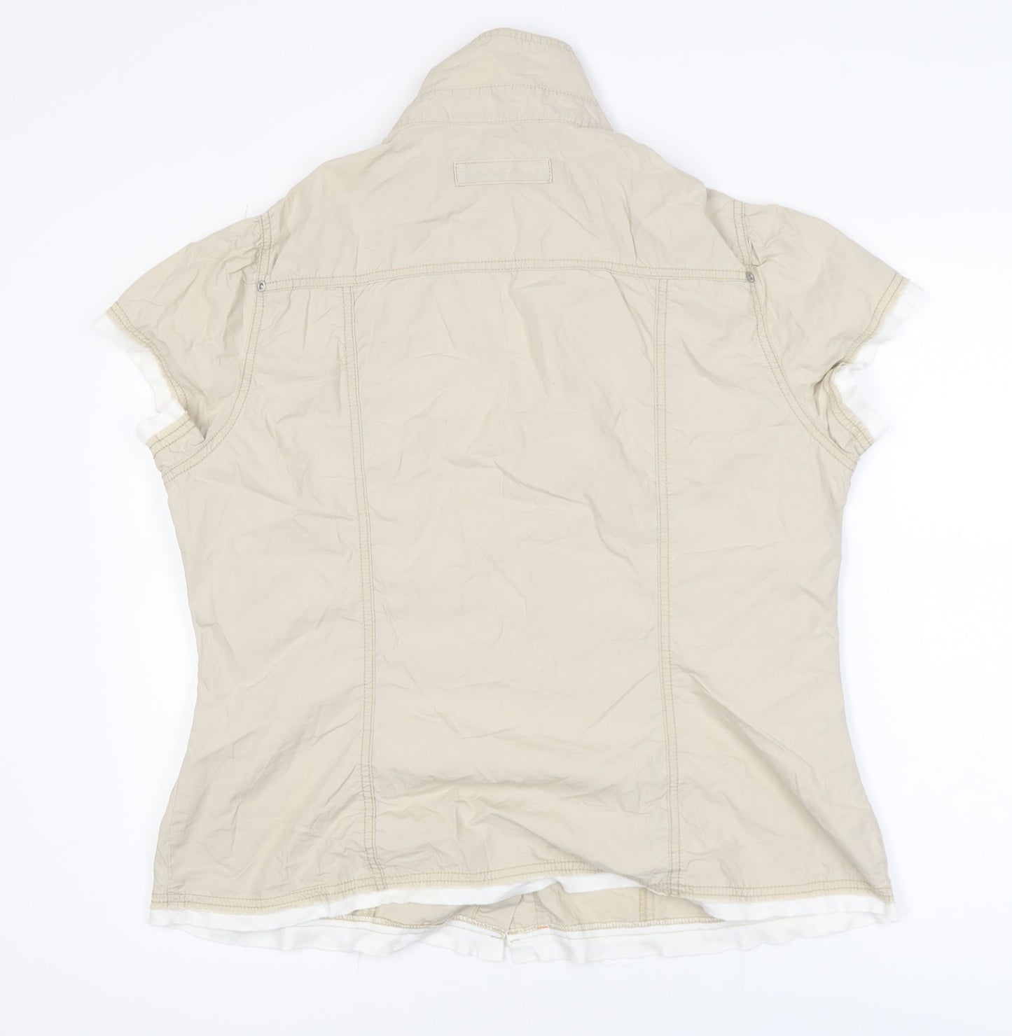 Marks and Spencer Women's Beige Cotton Button-Up Short Sleeve Shirt UK 20