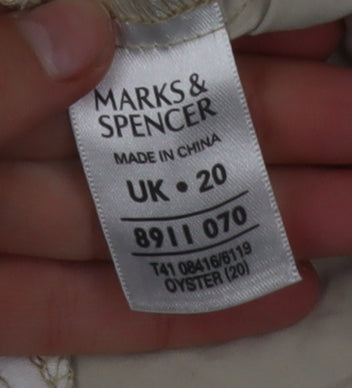 Marks and Spencer Women's Beige Cotton Button-Up Short Sleeve Shirt UK 20