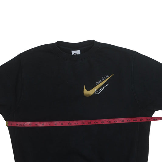 Nike Men's Black Small Pullover Sweatshirt Gold Logo