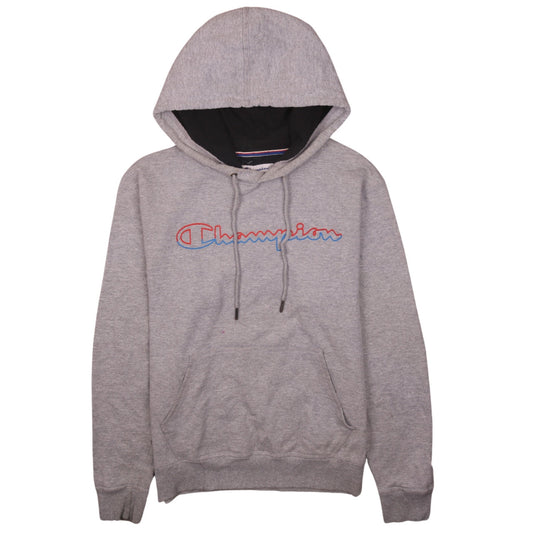 Champion Men's Grey Small Pullover Hoodie Embroidered Logo Fleece