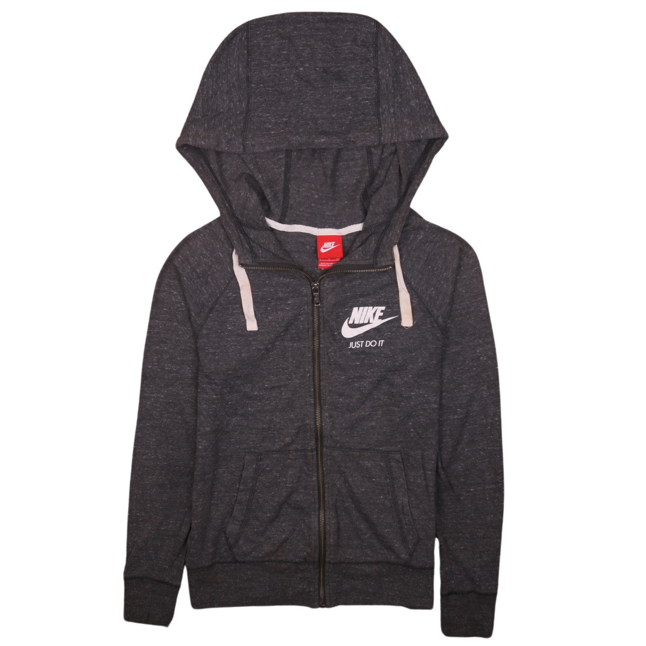 Nike Women’s Grey Full Zip Hoodie Small Just Do It Logo Sweatshirt