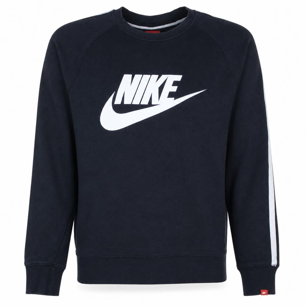 Front view of Nike Men's Black Small Pullover Sweatshirt Crew Neck Logo