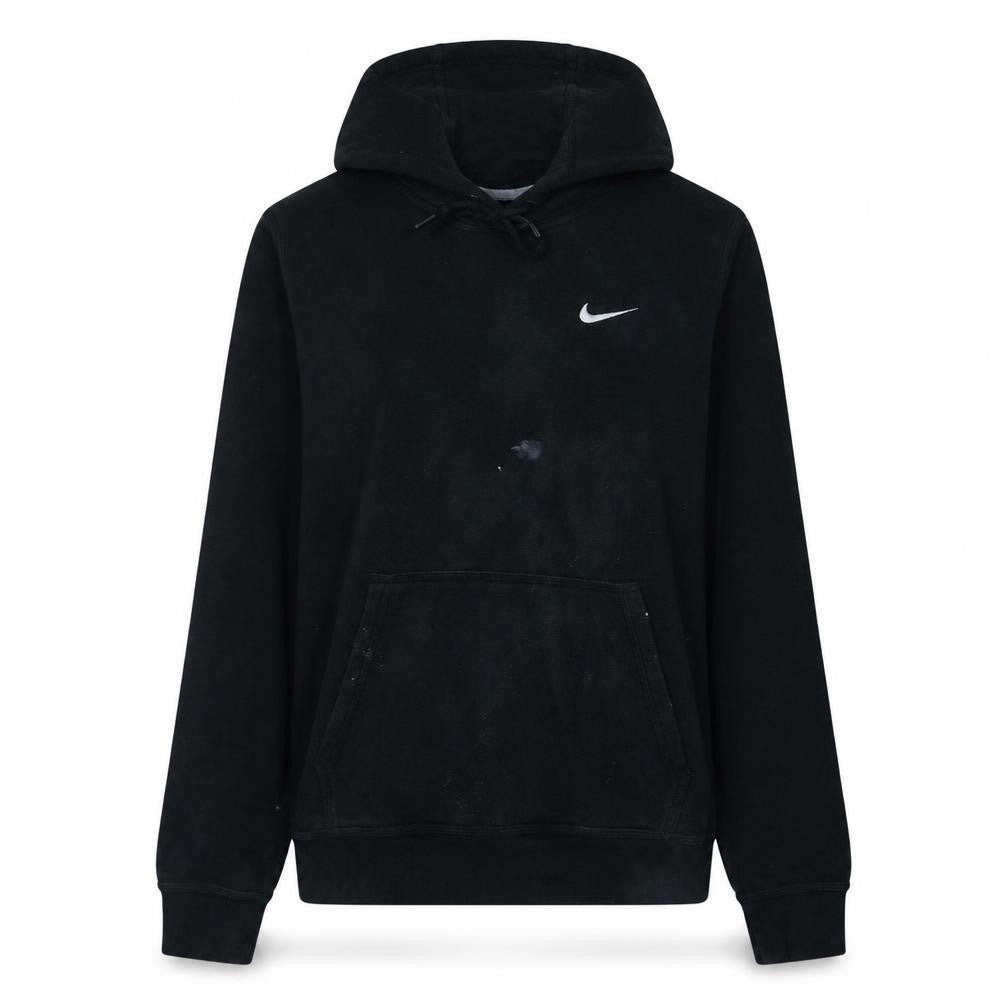 Front view of Nike Women Black Medium Pullover Hoodie Sweatshirt Cotton Blend