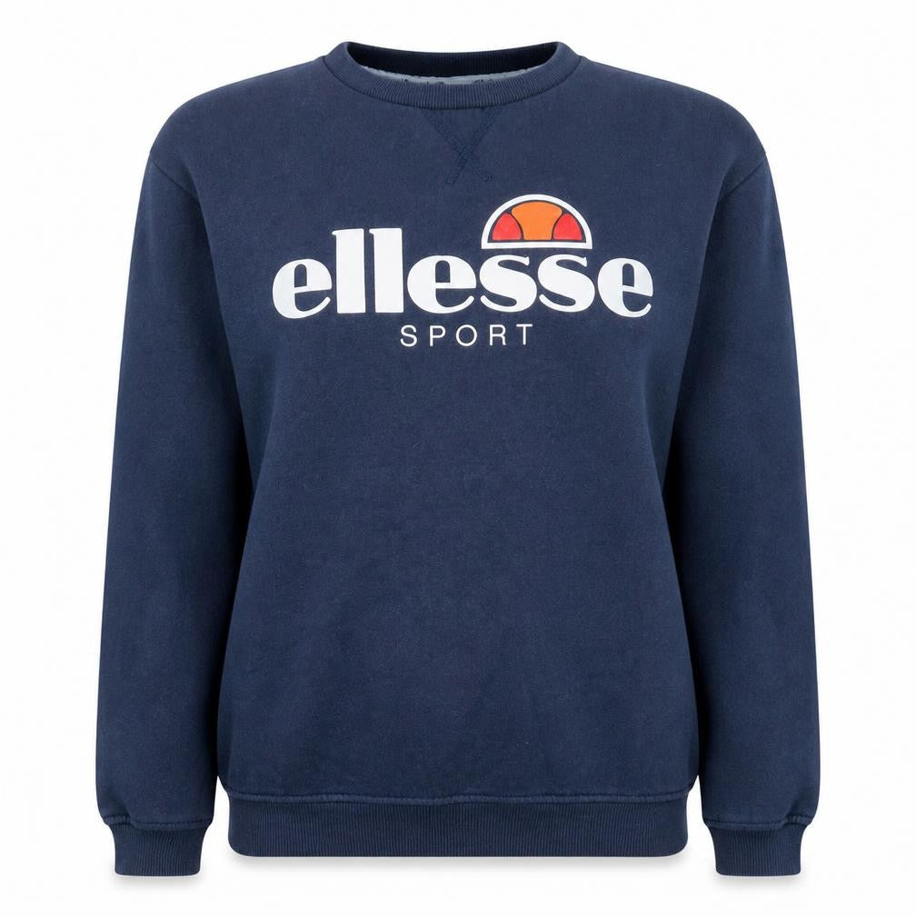 Ellesse Women Navy Blue Crew Neck Pullover Sweatshirt UK 10