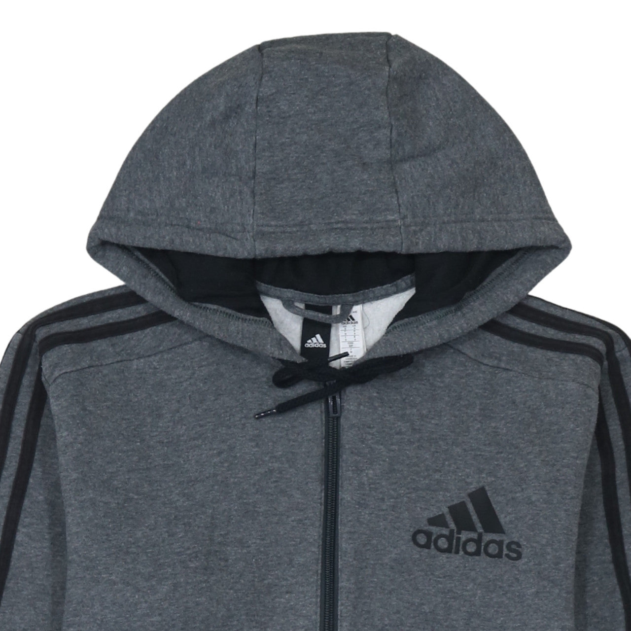 Adidas Men Grey Full Zip Hoodie Small Fleece Sportswear