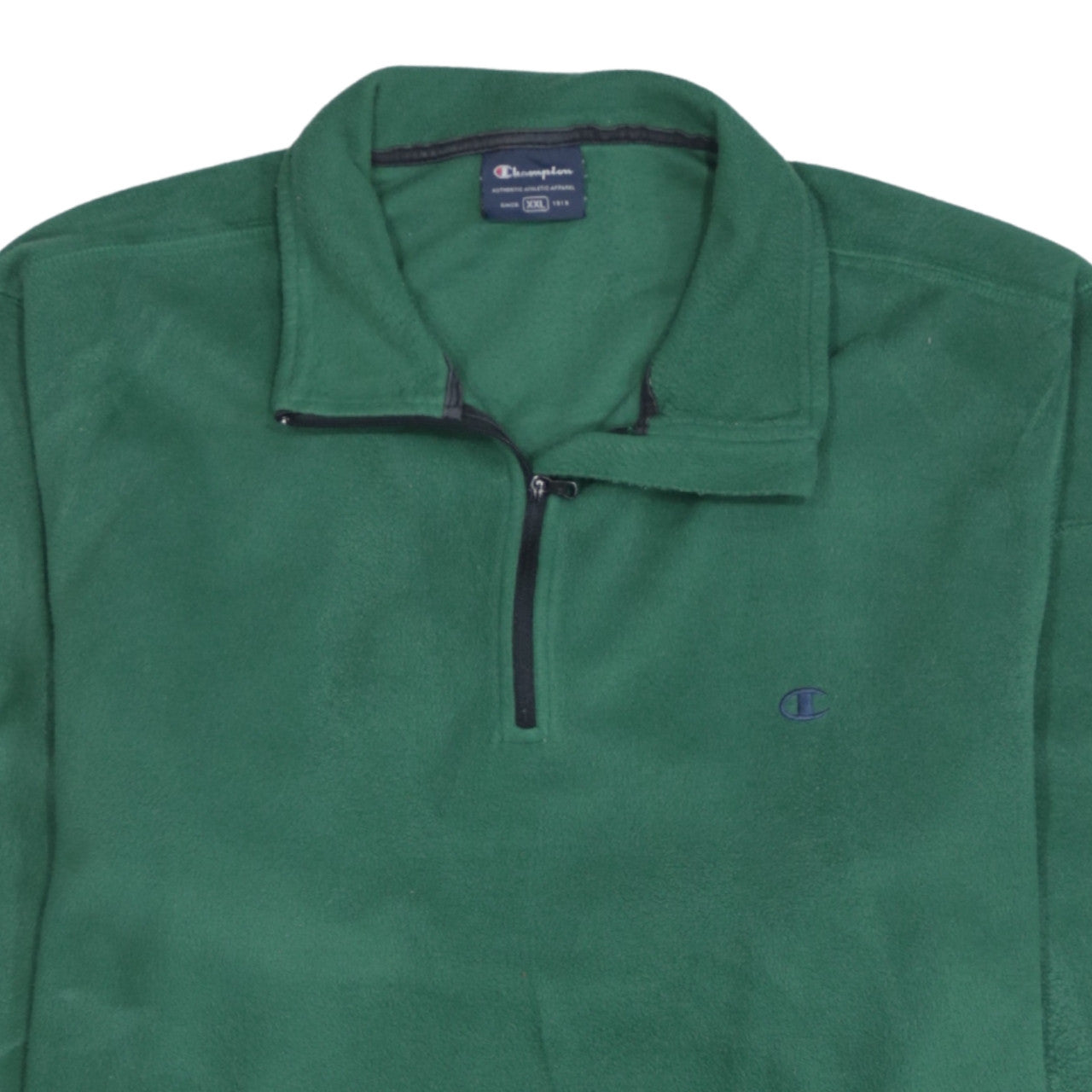 Champion Mens Green 2XL 1/4 Zip Fleece Sweatshirt Pullover