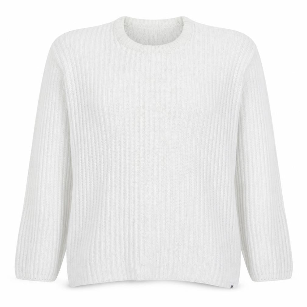 Front view of Carhartt Men White Chunky-Knit Wool jumper M