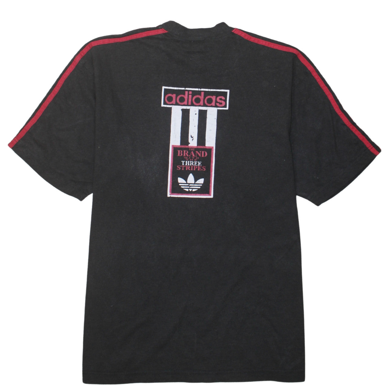 Adidas Men's Black Red Logo Retro Sports T-Shirt Size M