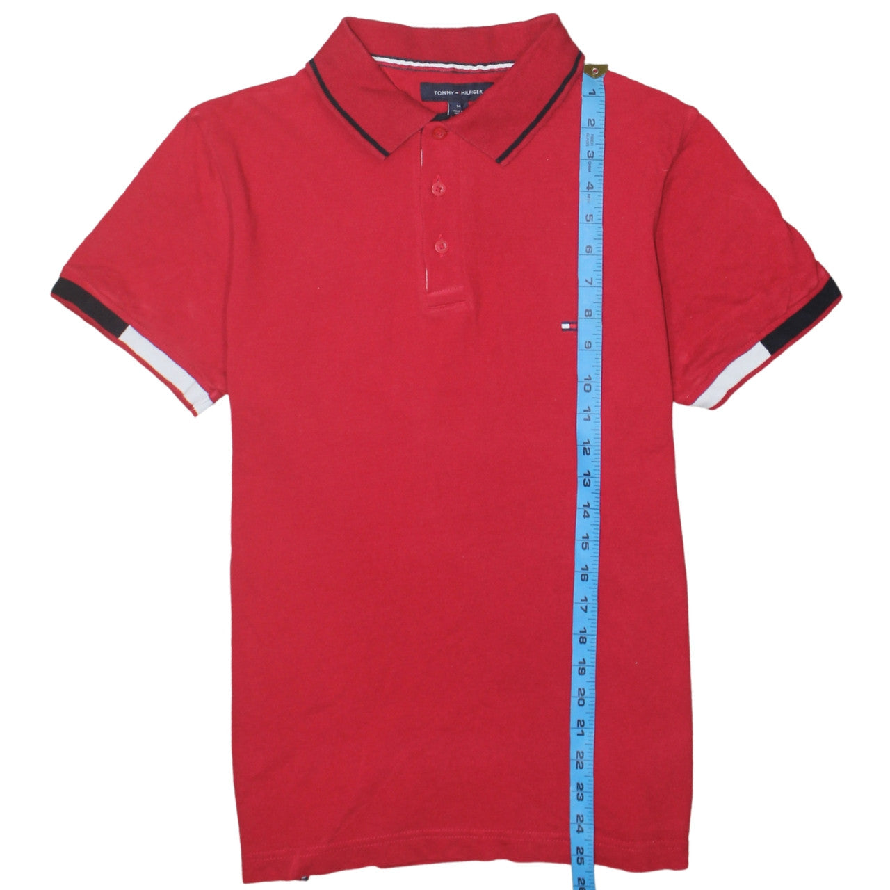 Tommy Hilfiger Men's Red Slim Fit Polo Shirt Size M Cotton