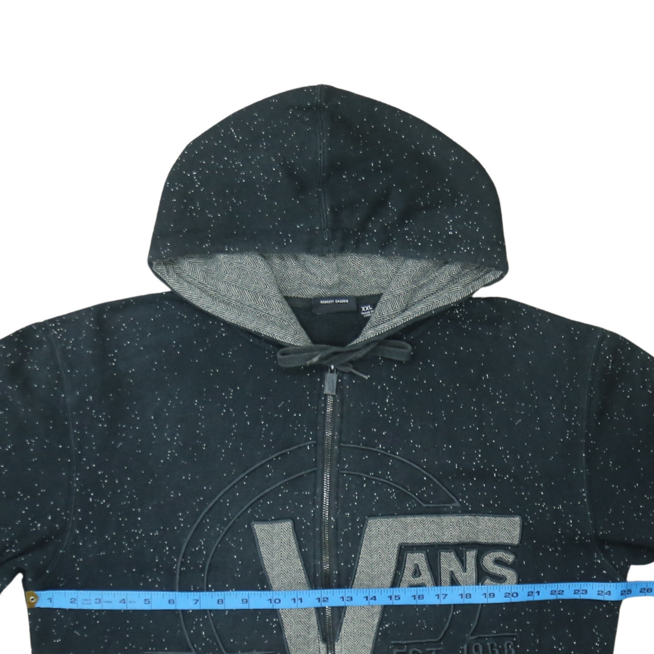 Vans Unisex Black Full Zip Hoodie XXL Cotton Blend Speckled Design