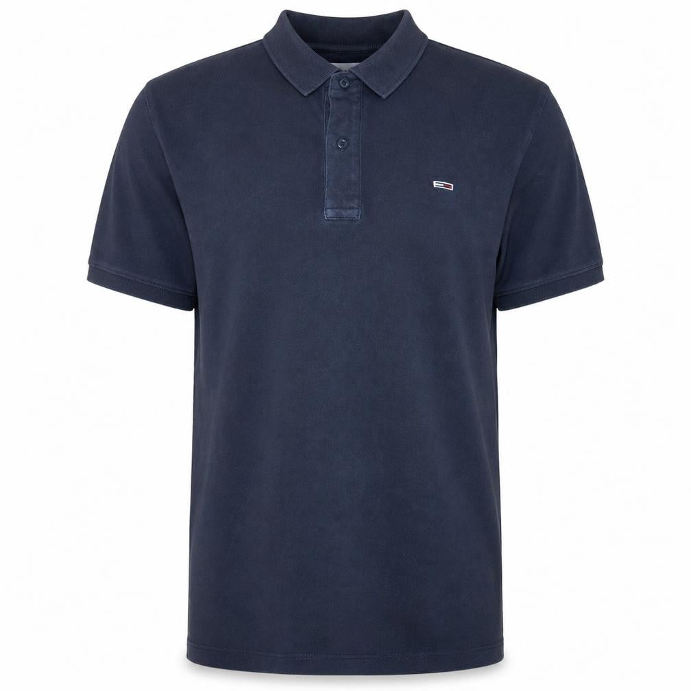 Front view of Tommy Jeans Men's Blue XL Classic Cotton Polo Shirt