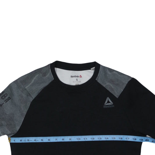 Reebok Men's Black Camouflage Sleeve Crew Neck Sweatshirt S