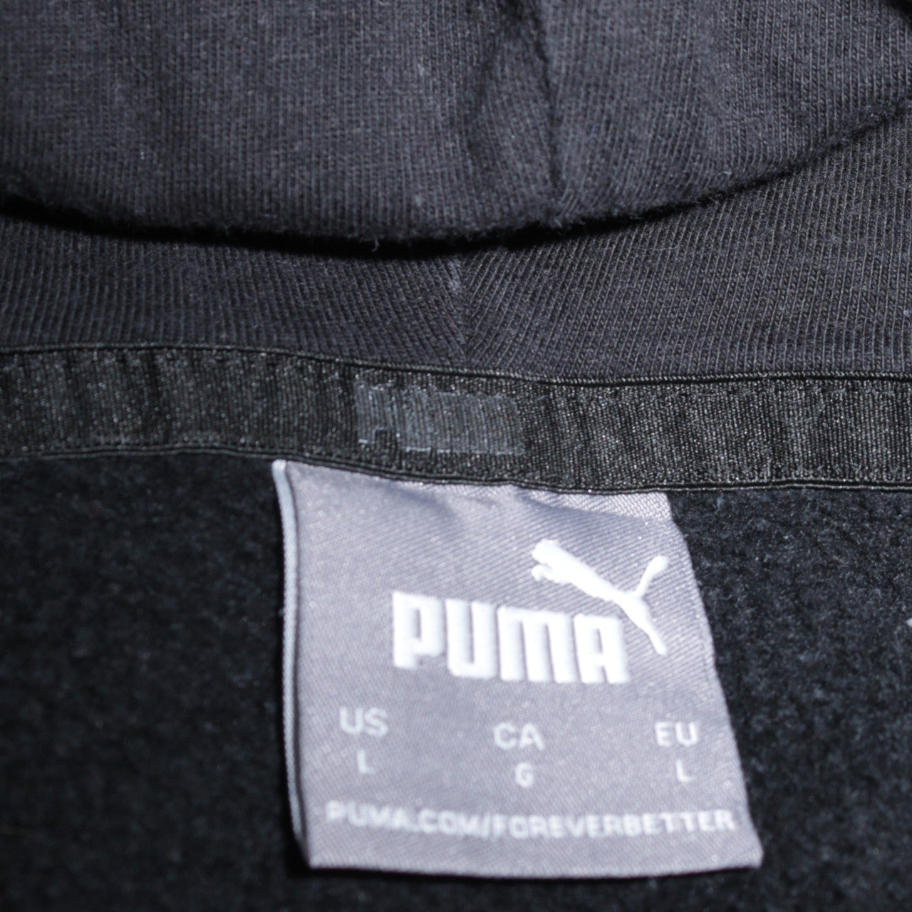 Puma Men's Black Pullover Hoodie L Logo Sports Fleece