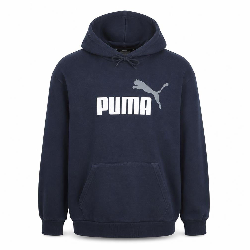Puma Men's Blue Pullover Hoodie L Logo Print Sportswear