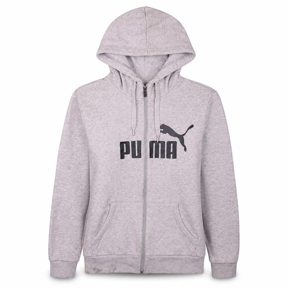 Puma Women's Grey Full Zip Hoodie Size 14 L Hooded Sweatshirt