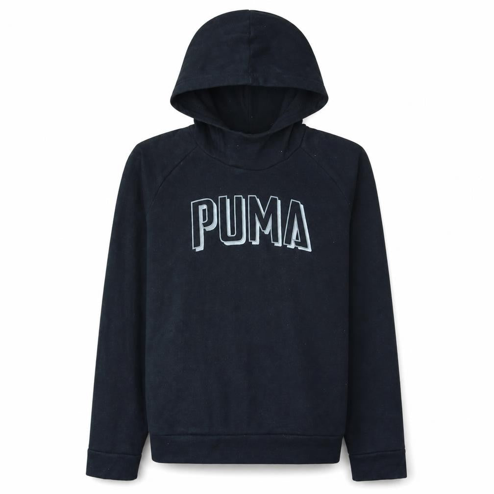 PUMA Men's Black Pullover Hoodie M Logo Fleece Sweatshirt