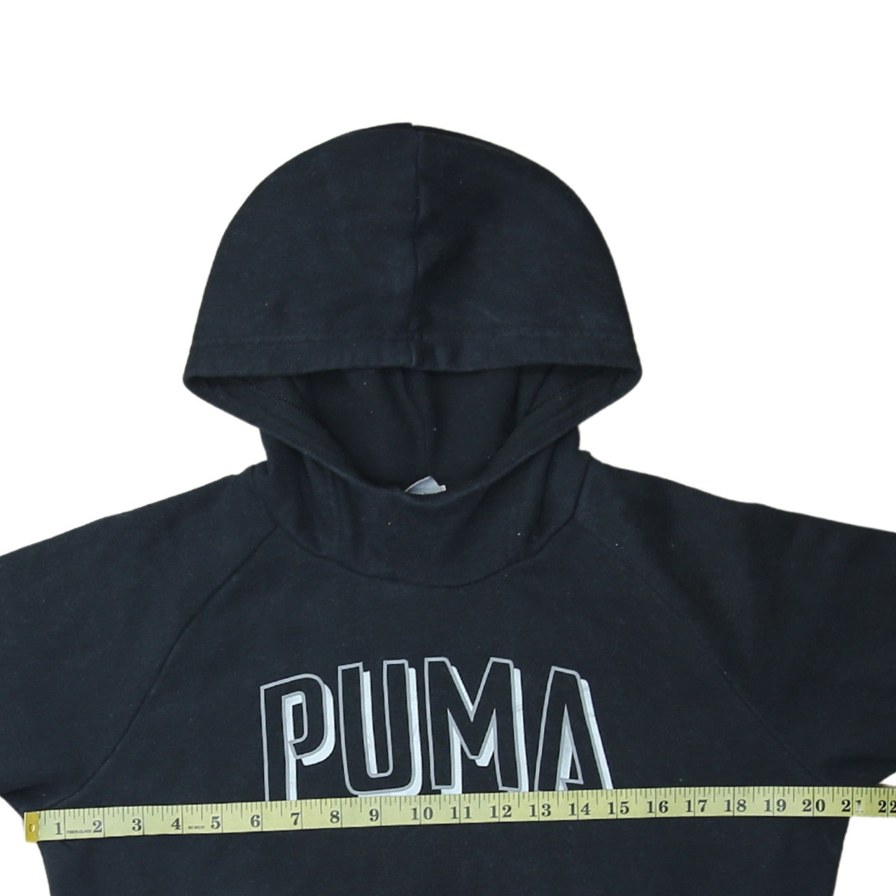 PUMA Men's Black Pullover Hoodie M Logo Fleece Sweatshirt