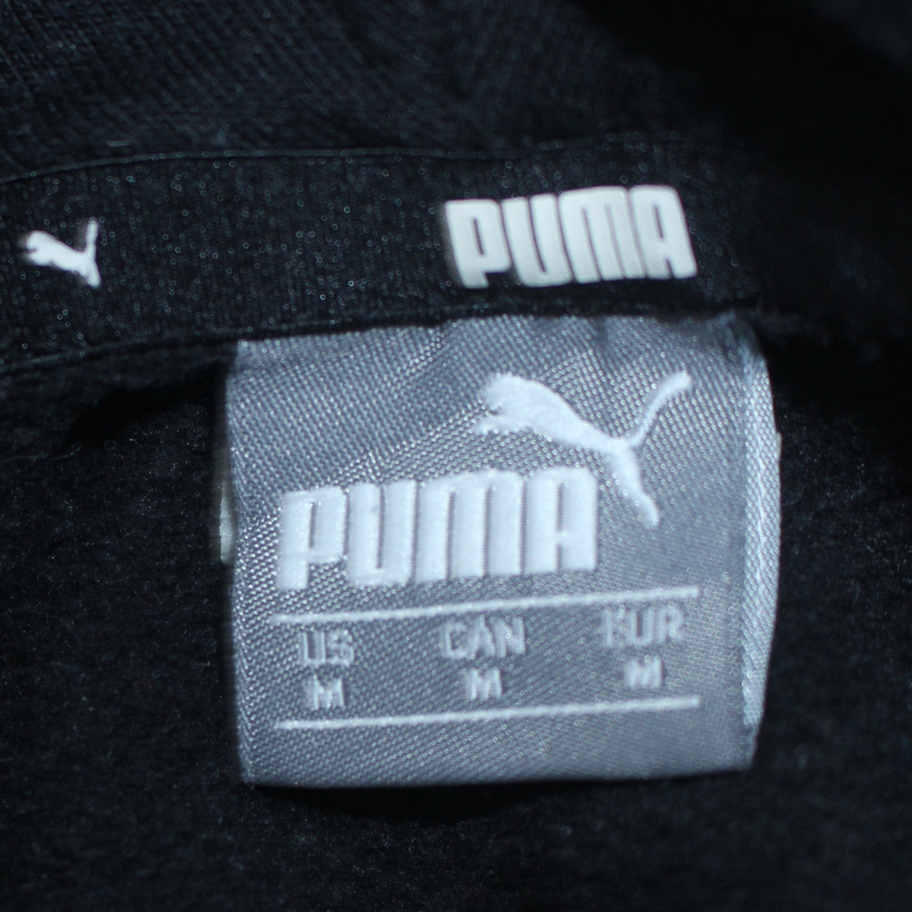 PUMA Men's Black Pullover Hoodie M Logo Fleece Sweatshirt