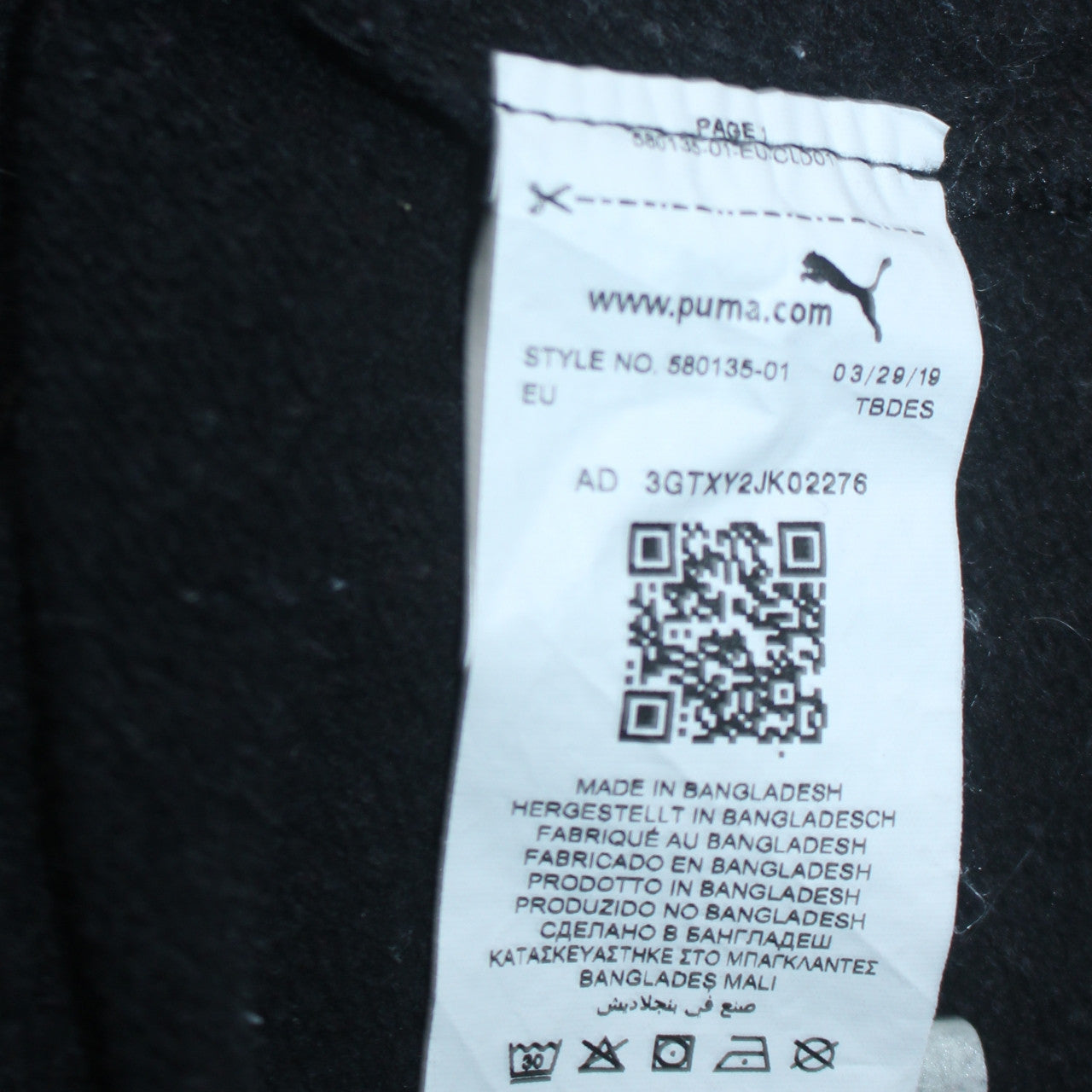 PUMA Men's Black Pullover Hoodie M Logo Fleece Sweatshirt