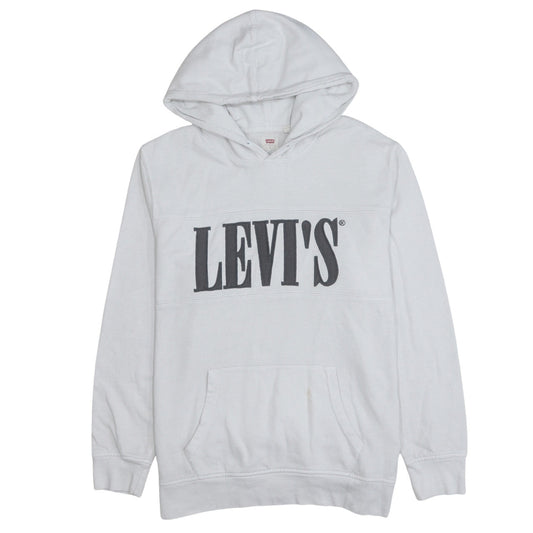 Levi's Men's White Pullover Hoodie L Logo Fleece Sweatshirt