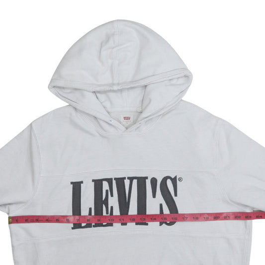 Levi's Men's White Pullover Hoodie L Logo Fleece Sweatshirt