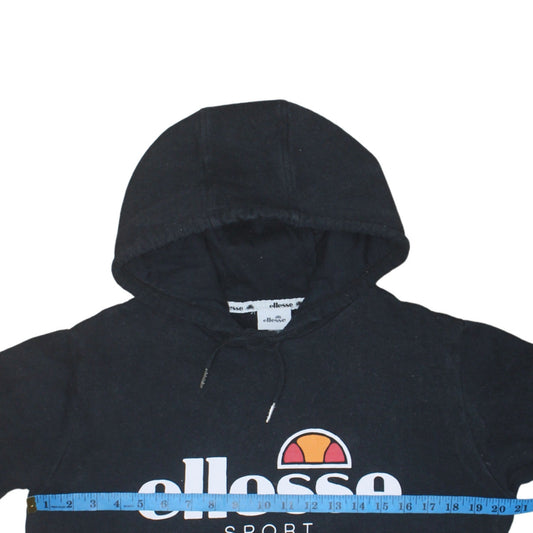 Ellesse Women Black UK 10 Pullover Hoodie Sport Logo Sweatshirt
