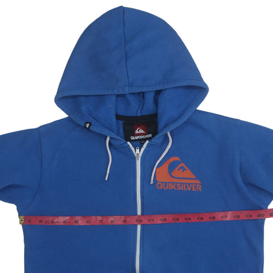 Quiksilver Boys Blue Full Zip Hoodie 13-14 Years Cotton Blend Fleece