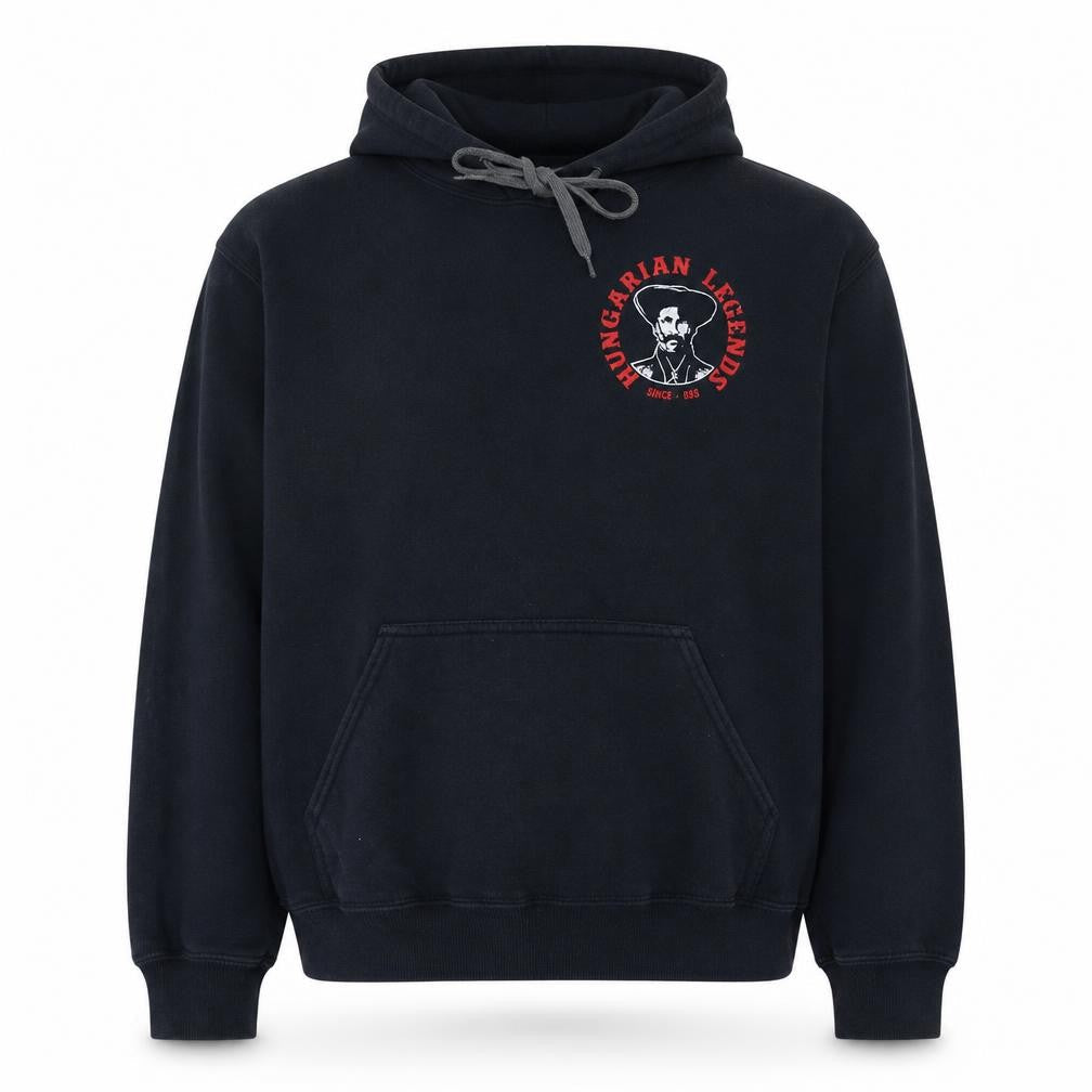 Hungarian Legends Men's Black Cotton Pullover Hoodie L Graphic Print