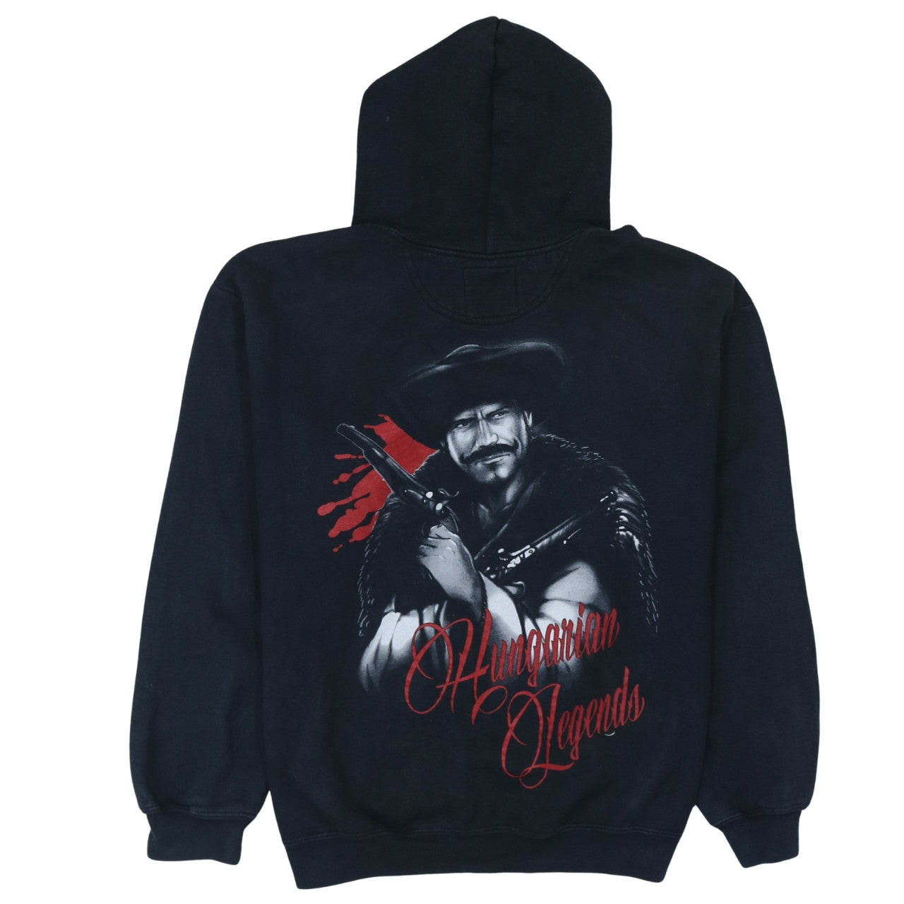 Hungarian Legends Men's Black Cotton Pullover Hoodie L Graphic Print