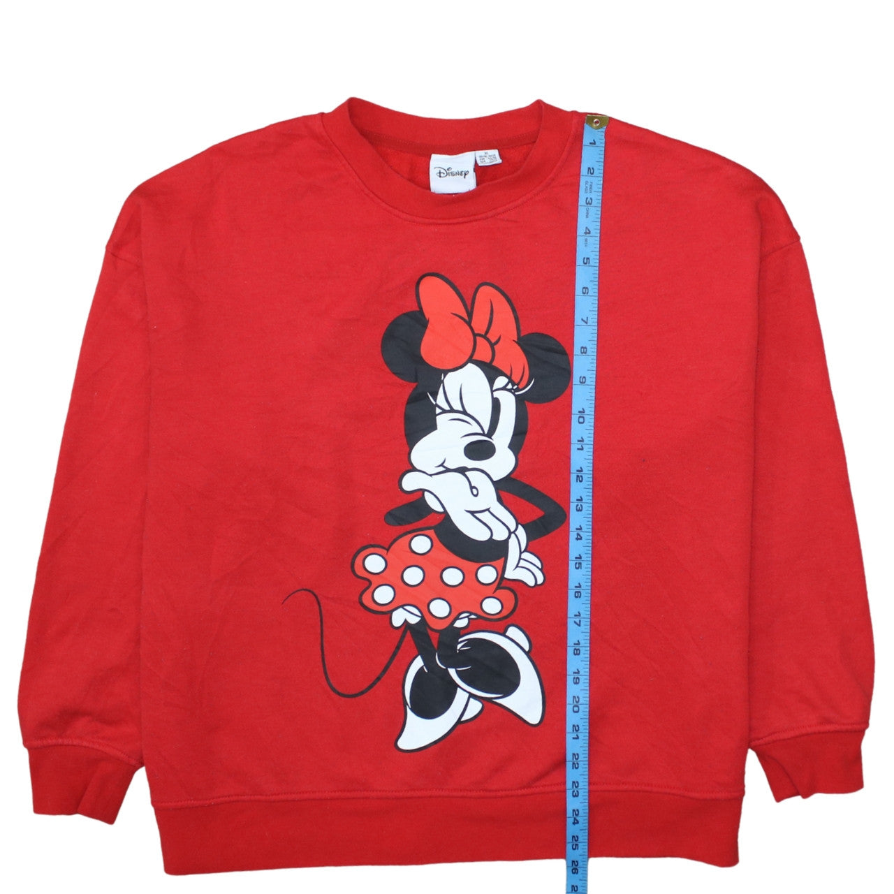 Disney Women Red Minnie Mouse Sweatshirt XL Crew Neck Pullover