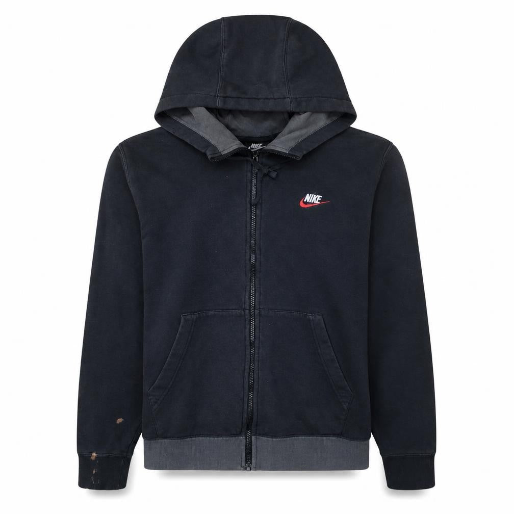 Front view of Nike Men's Black Full Zip Hoodie M Sports Fleece Sweatshirt