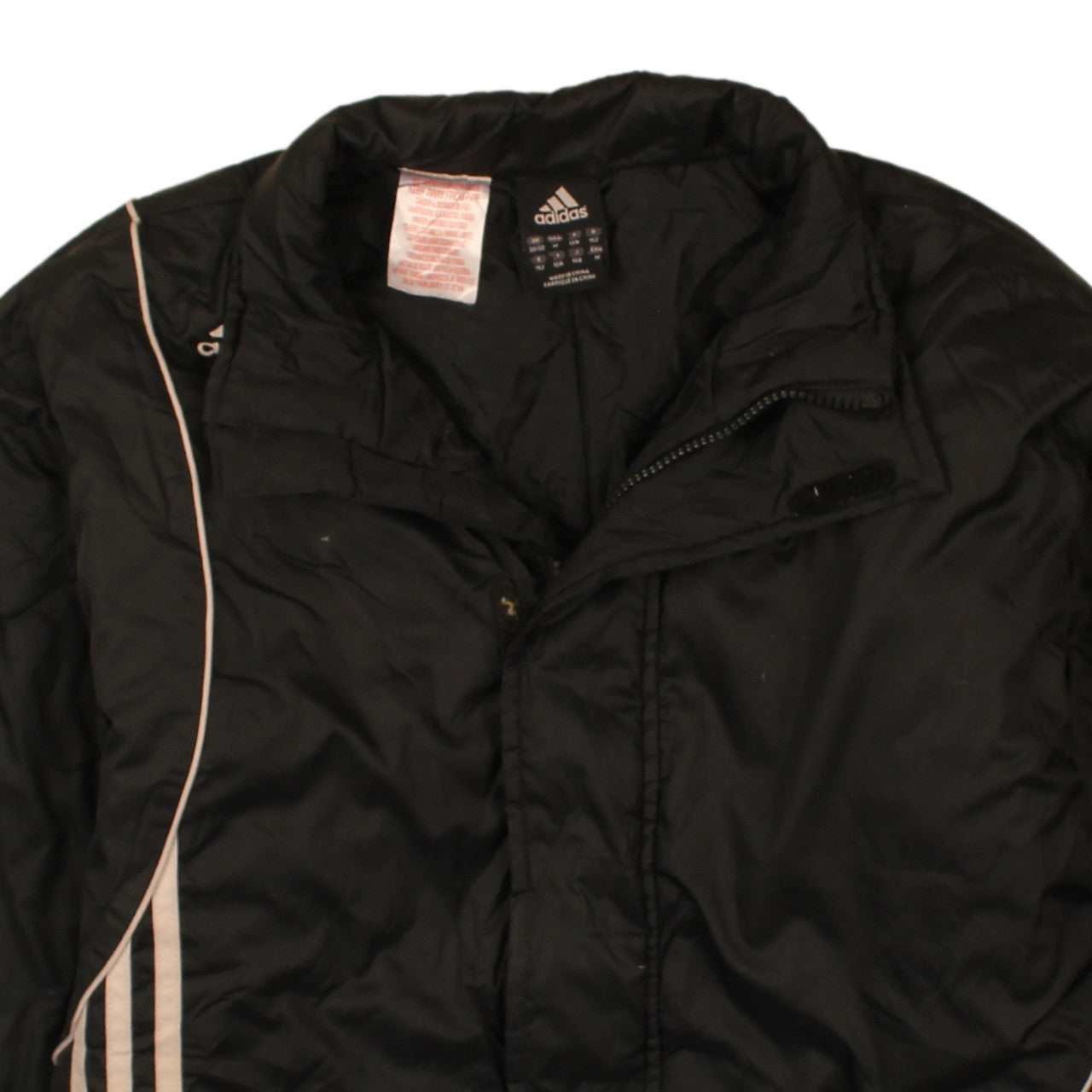Adidas Boys Black 152 Track Jacket Full Zip Hooded Winter Activewear Coat