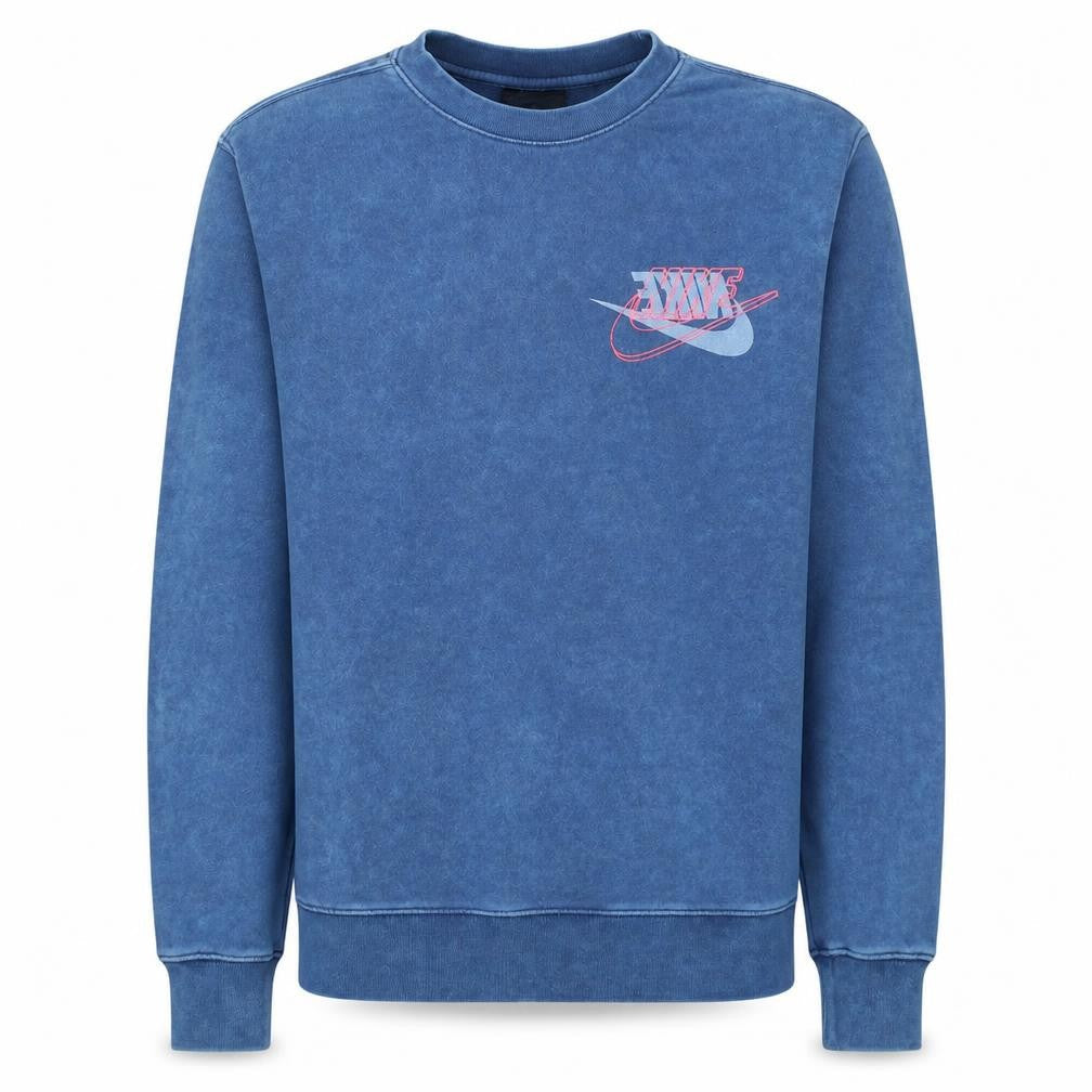 Front view of Nike Men's Blue XS Crew Neck Graphic Pullover Sweatshirt