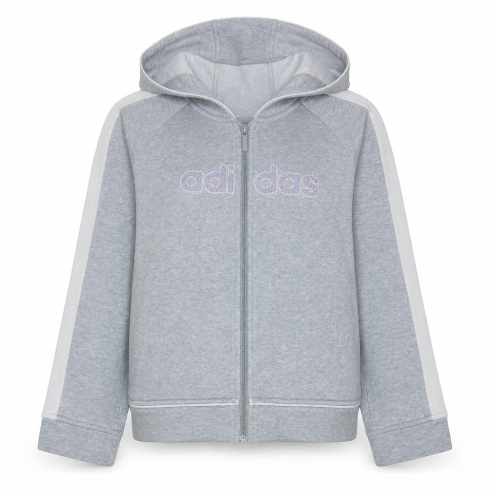 Adidas Women Grey Full Zip Hoodie Size 14 Logo Pullover Sweatshirt