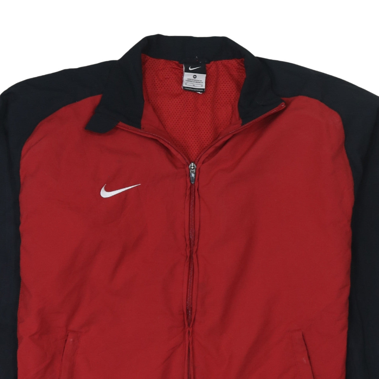 Nike Men’s Red & Black Track Jacket M Polyester Full Zip Sportswear