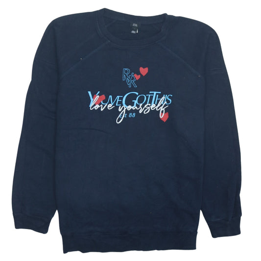 River Island Men’s Blue Pullover Sweatshirt S Love Yourself Graphic