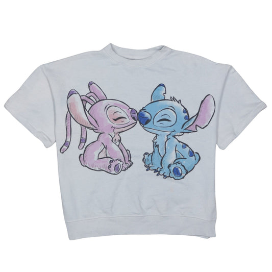 Zara Girls White Disney Stitch & Angel Graphic Pullover Sweatshirt 11-12 Years