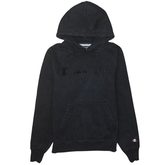 Champion Men Black Pullover Hoodie Medium Logo Fleece Sweatshirt