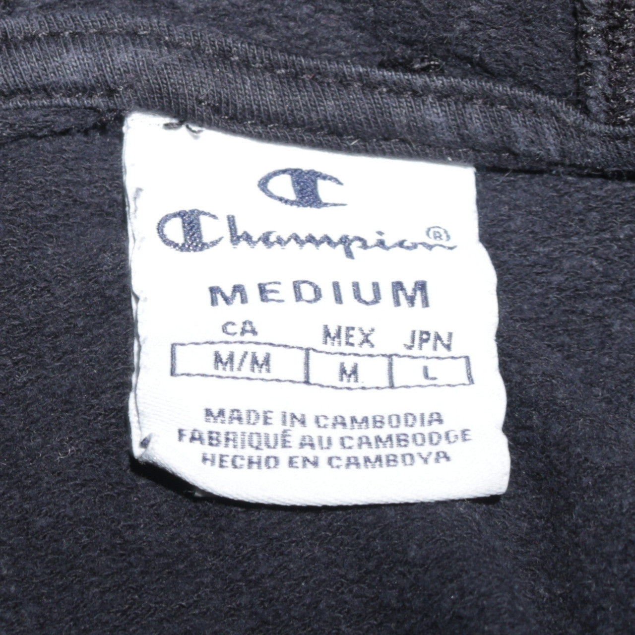 Champion Men Black Pullover Hoodie Medium Logo Fleece Sweatshirt