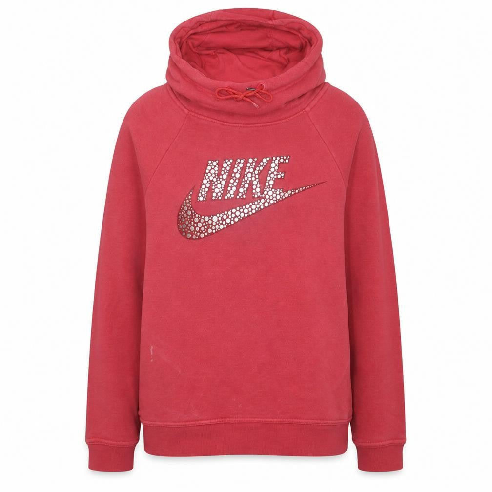Nike Womens Pink Rhinestone Logo Pullover Hoodie Size M