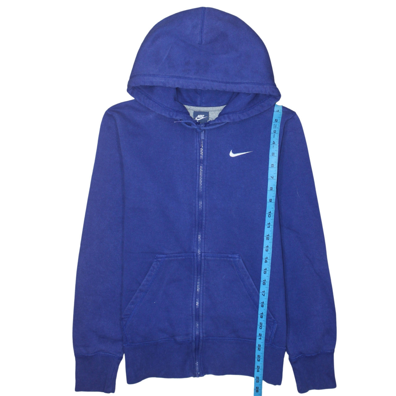 Nike Women Blue Full Zip Hoodie Small Cotton Blend Sportswear