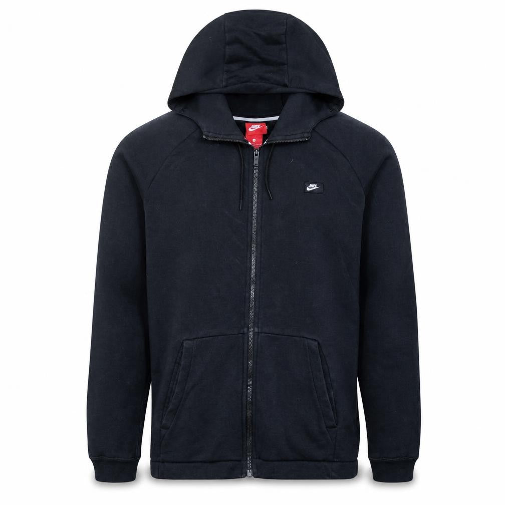 Front view of Nike Men's Black Full Zip Hoodie, size L, Regular Fit