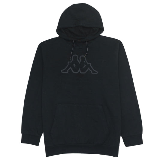 Kappa Mens Black Pullover Hoodie 2XL Logo Fleece Sweatshirt