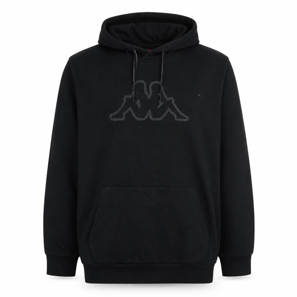 Kappa Mens Black Pullover Hoodie 2XL Logo Fleece Sweatshirt