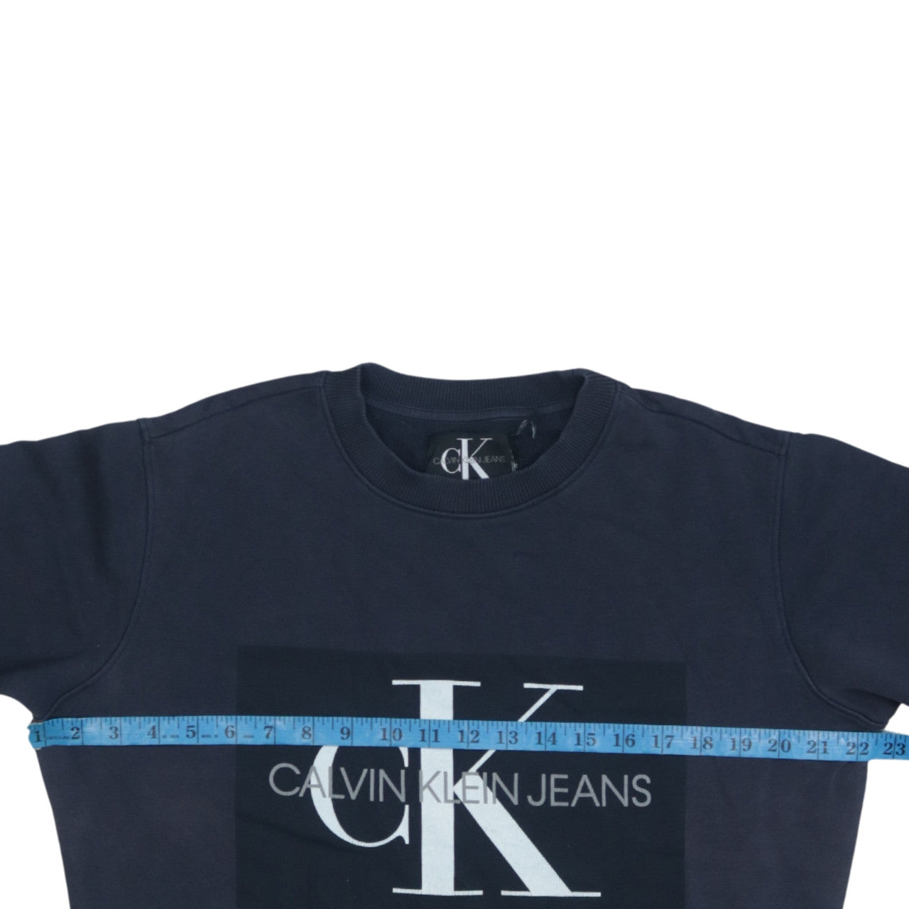 Calvin Klein Jeans Men's Blue Logo Crew Neck Cotton Sweatshirt M