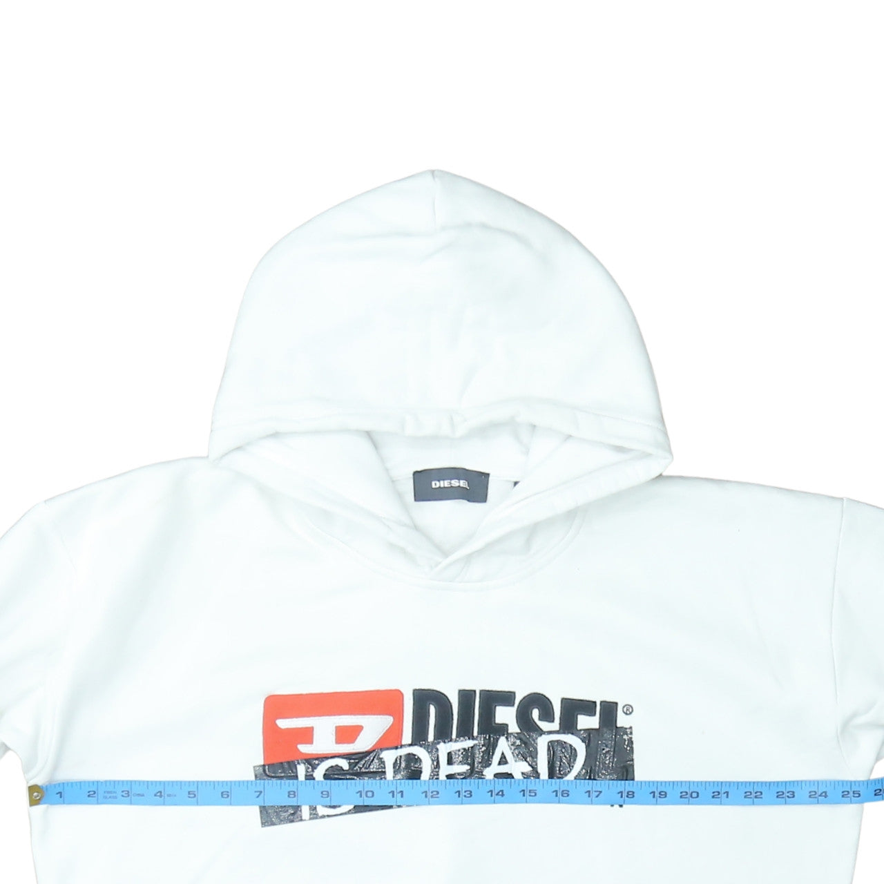 Diesel Men's White Pullover Hoodie L Graphic Print Cotton Sweatshirt