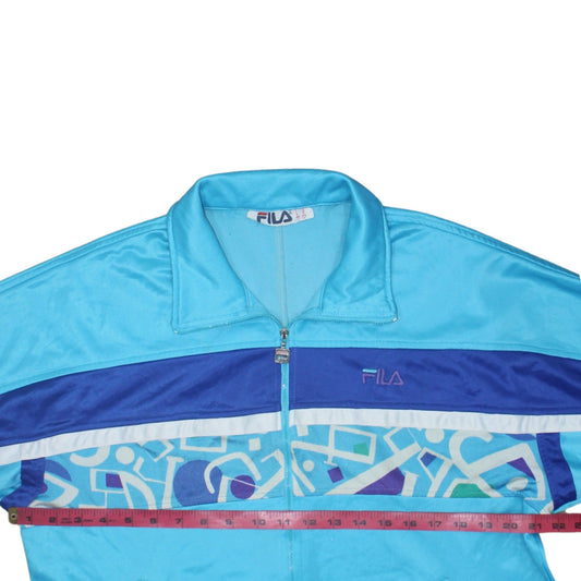 Fila Womens Blue Retro 80s Track Jacket Size L Full Zip Polyester
