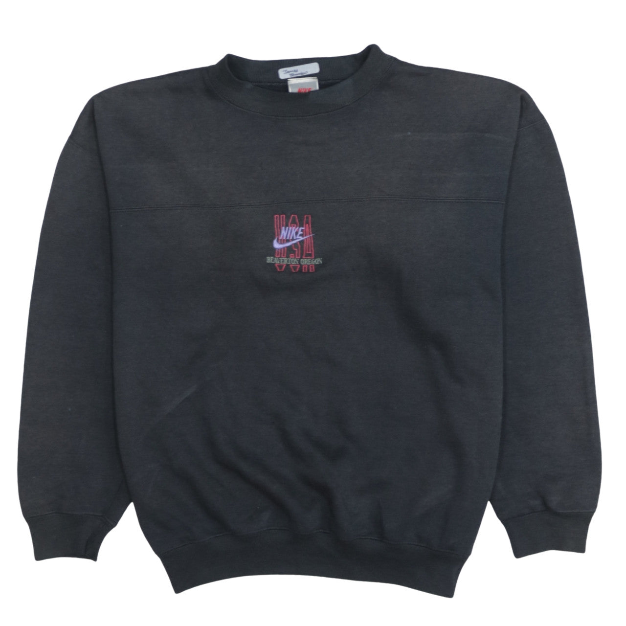 Nike Women's Black Medium Crew Neck Pullover Sweatshirt Embroidered USA Vintage