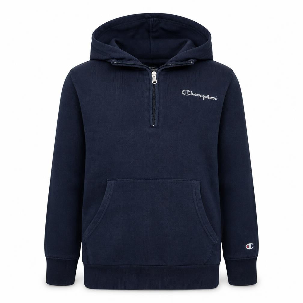 Front view of Champion boys’ blue 11-12 years 1/4 zip pullover hoodie