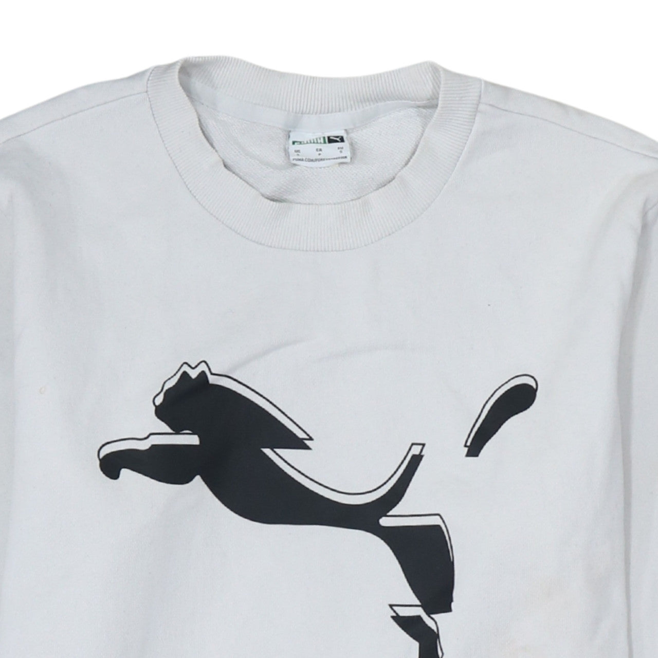 Puma Men’s White Small Pullover Sweatshirt Crew Neck Graphic